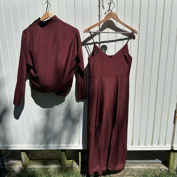 Róhe Rohe Fluid Slip Dress + Uneven Button Top Mulberry Burgundy 36 EU 4 US $990 - Picture 9 of 16